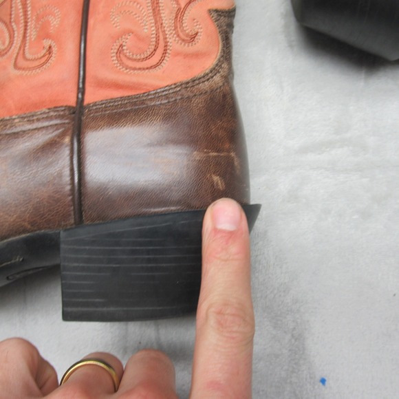 Ariat Womens Western Boots 7.5B Pink Leather Square Toe Embroider Cowboy Floral - Picture 13 of 16